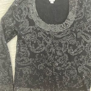 TSE black 100% cashmere sequin sweater-XL